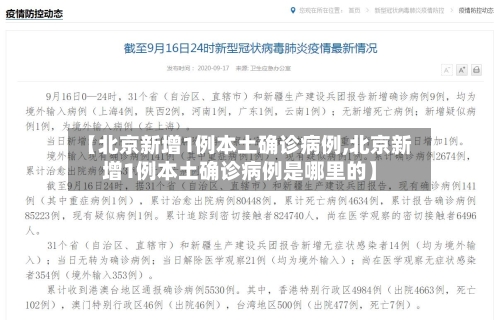 【北京新增1例本土确诊病例,北京新增1例本土确诊病例是哪里的】-第2张图片