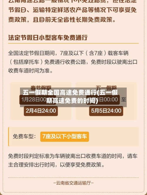 五一假期全国高速免费通行(五一假期高速免费的时间)-第2张图片