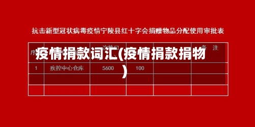 疫情捐款词汇(疫情捐款捐物)-第2张图片